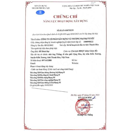 2. Chứng chỉ năng lực hoạt động xây dựng