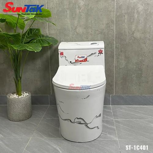 Bồn Cầu Nguyên Khối Lùn Vân Đá ST-1C401